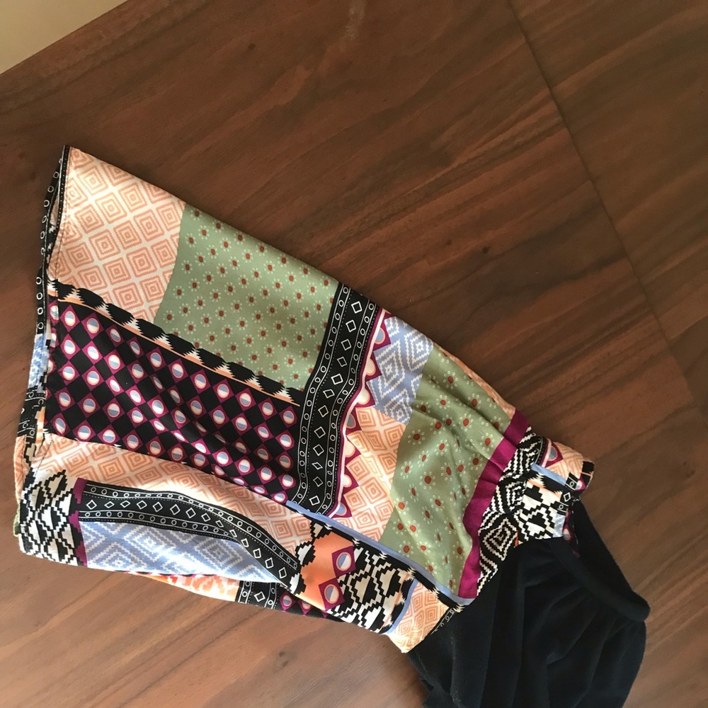 Patch Work Print Puffy Sleeve Blouse - image 4